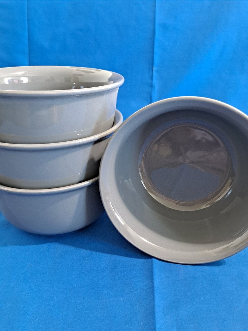Set 4 Royal Norfolk Solid DARK GRAY 6" Soup BOWLS Cereal Stoneware